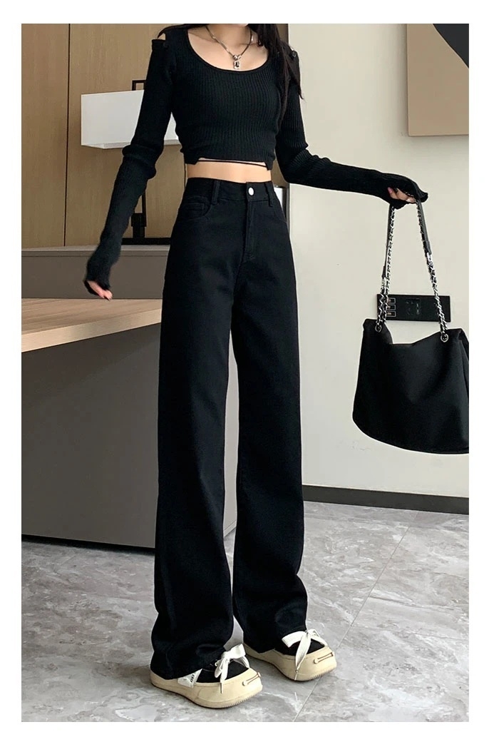 [東大門タウン] ハイウエスト ストレート コットン パンツ